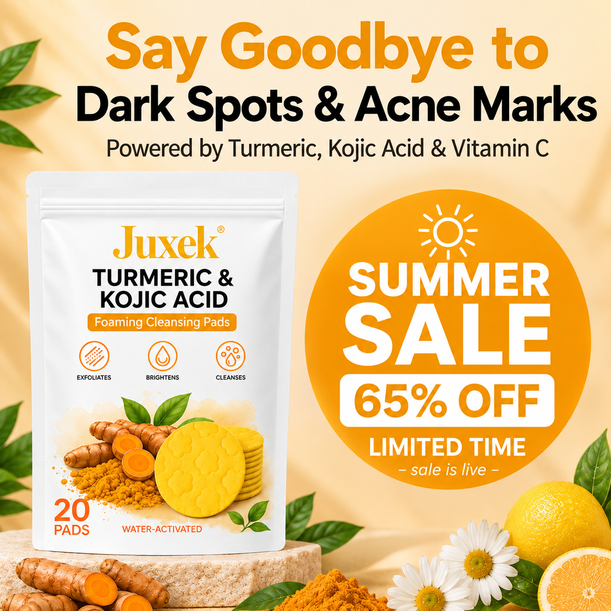 🔥Last Day 68% OFF-Juxek Turmeric Kojic Glow Pads