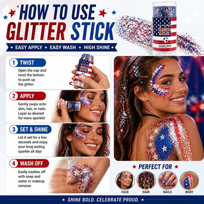 4th of July Glitter Stick – Red, White & Blue Body & Hair Sparkle