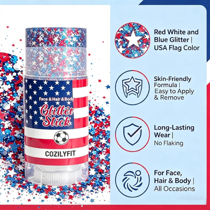 4th of July Glitter Stick – Red, White & Blue Body & Hair Sparkle